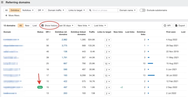 Ahrefs Referring Domains