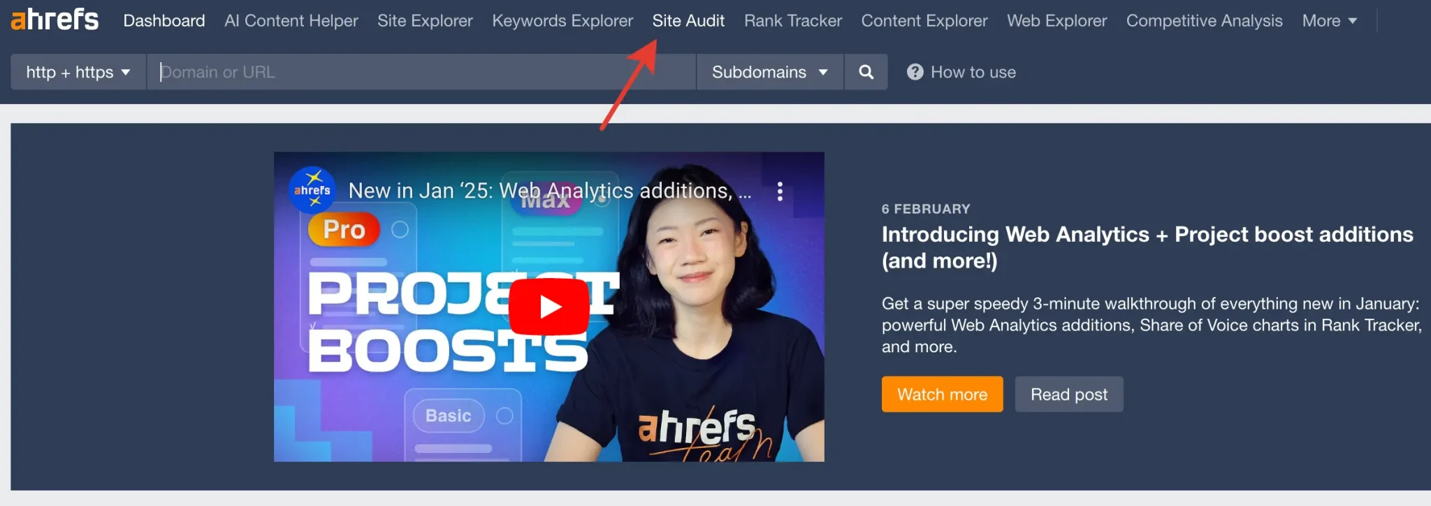 Ahrefs Site Audit Geçiş