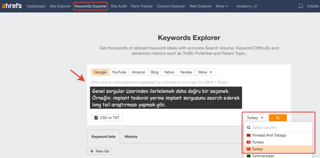 Ahrefs ve Long Tail Sorgular