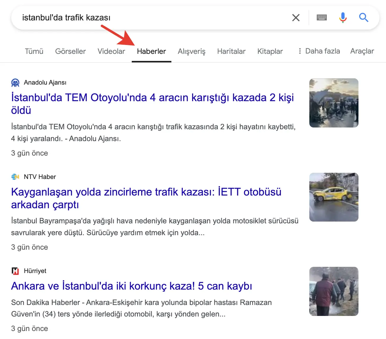 Google News (Haberler) Sekmesi
