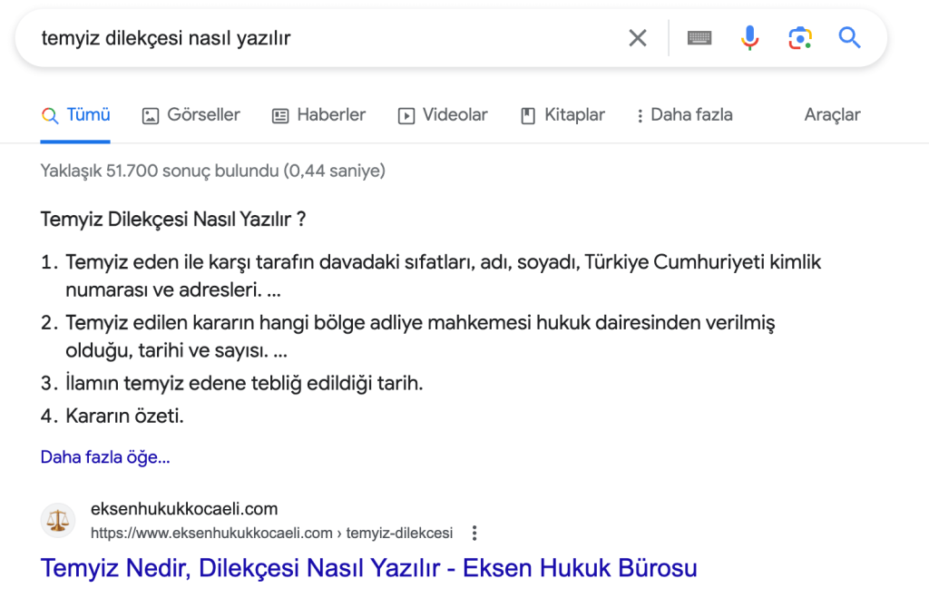 Liste Featured Snippet