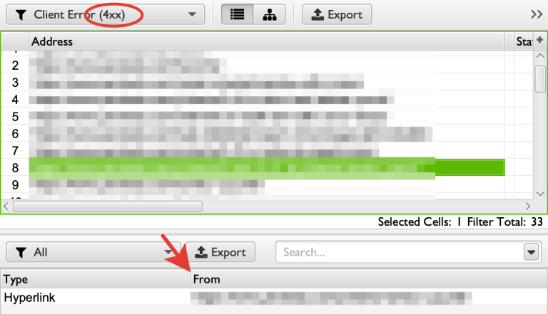 ScreamingFrog 4xx Düzeltme