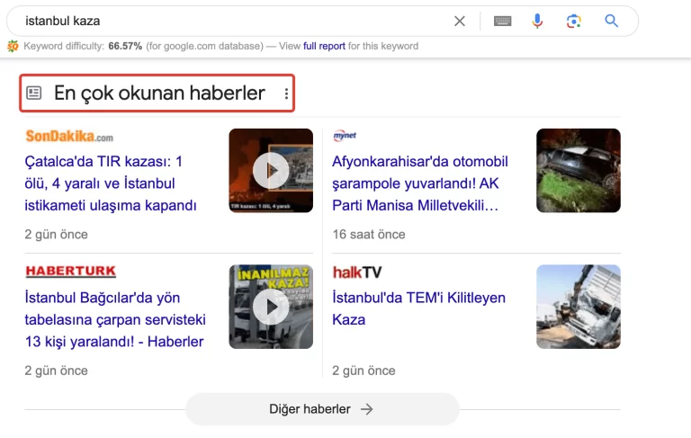 SERP Yapısında Haberler
