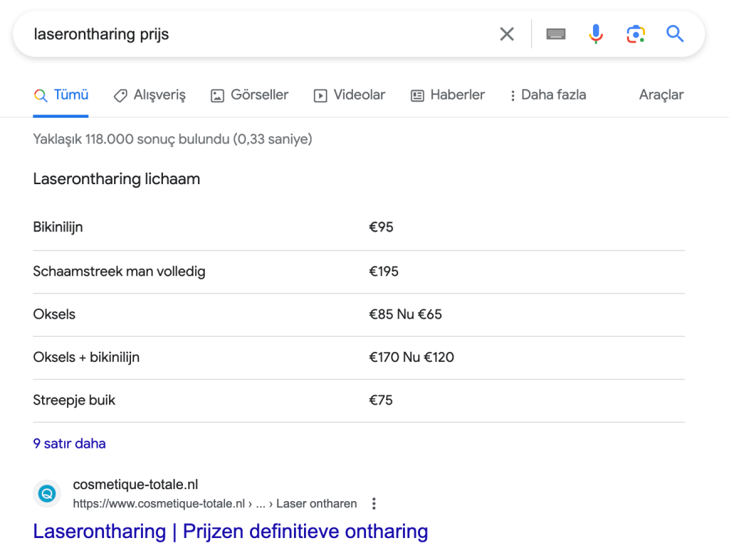 Tablo Featured Snippet